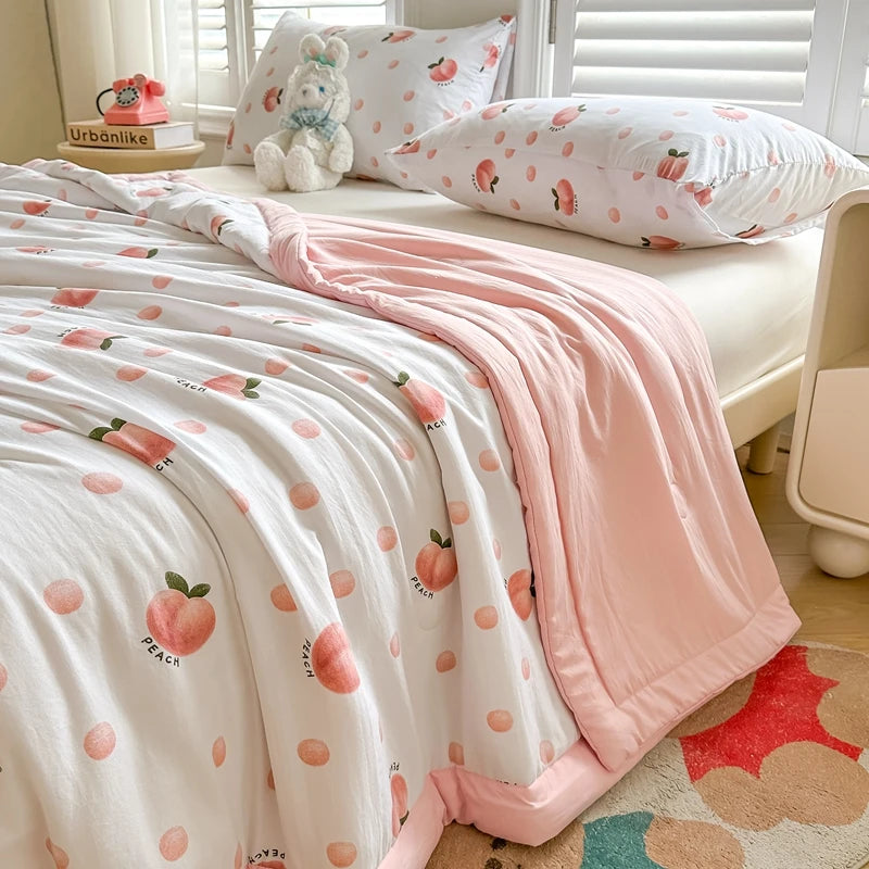 100% Cotton Inside and Outside Summer Quilt Lightweight Ultra Soft Thin Quilt Air Conditioning Quilts Pure Cotton Blanket Ins