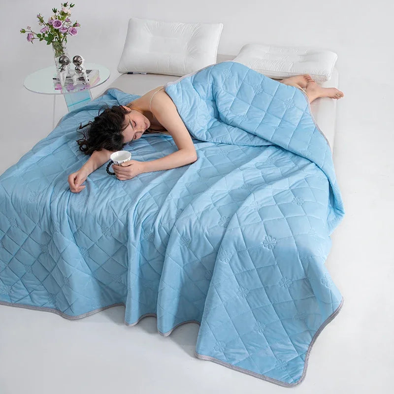 1pc Solid Color High-Quality  Summer Cooling Blanket, Lightweight, Breathable & Skin-Friendly for Hot Sleepers,Bedding 냉감이불/여름이불