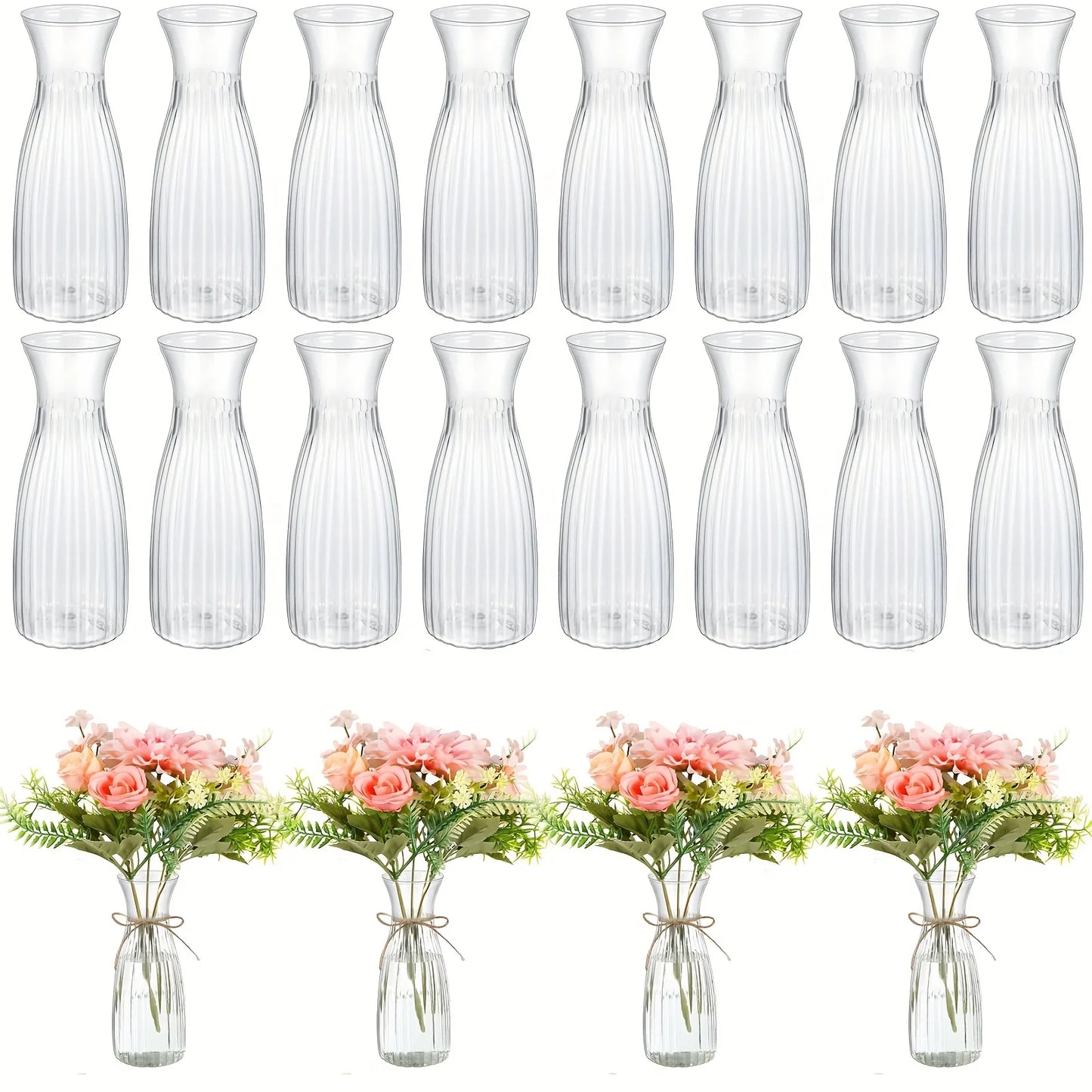 10pcs striped vases, beautiful decorative vases, suitable for various floral displays, festivals, and home decorations