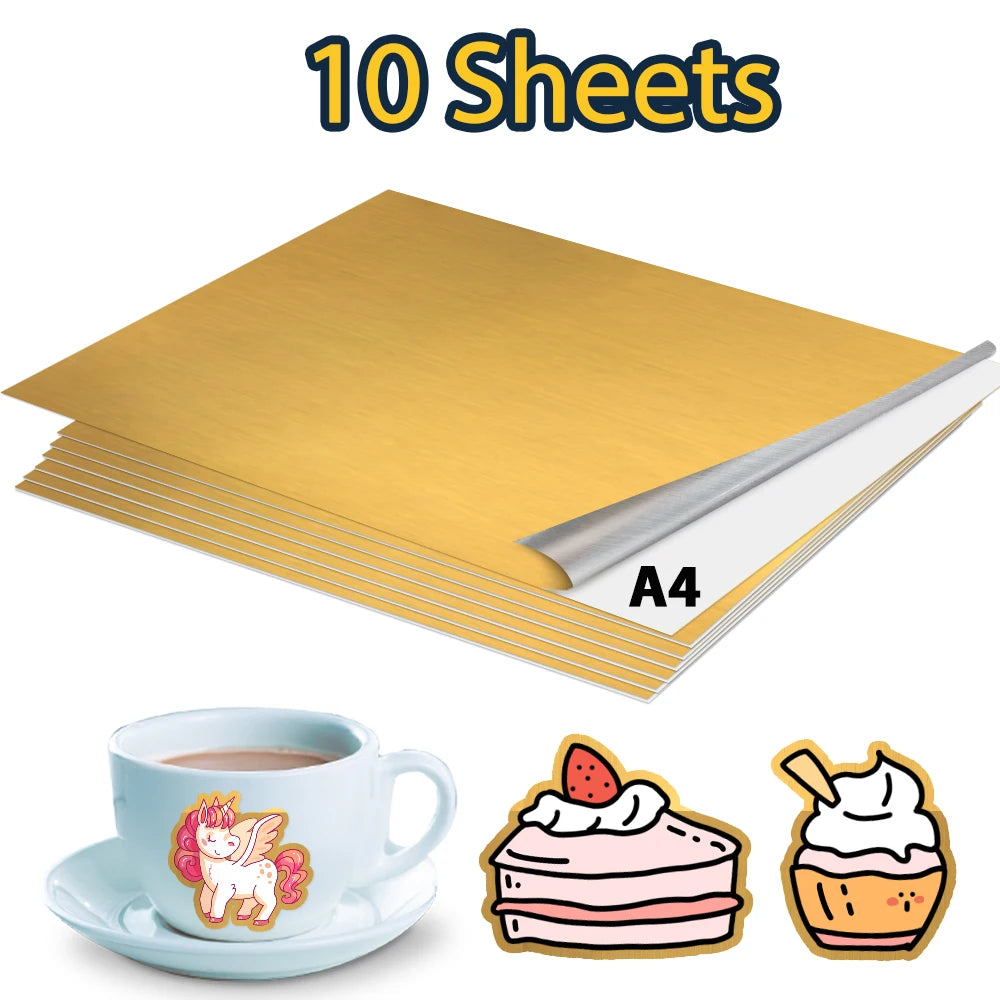 10 Sheets Printable Vinyl Sticker Paper A4 Glossy self-adhesive Copy Paper InkJet Printer Paper for Inkjet printer DIY Crafts