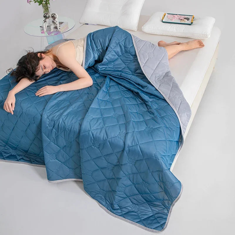 1pc Solid Color High-Quality  Summer Cooling Blanket, Lightweight, Breathable & Skin-Friendly for Hot Sleepers,Bedding 냉감이불/여름이불