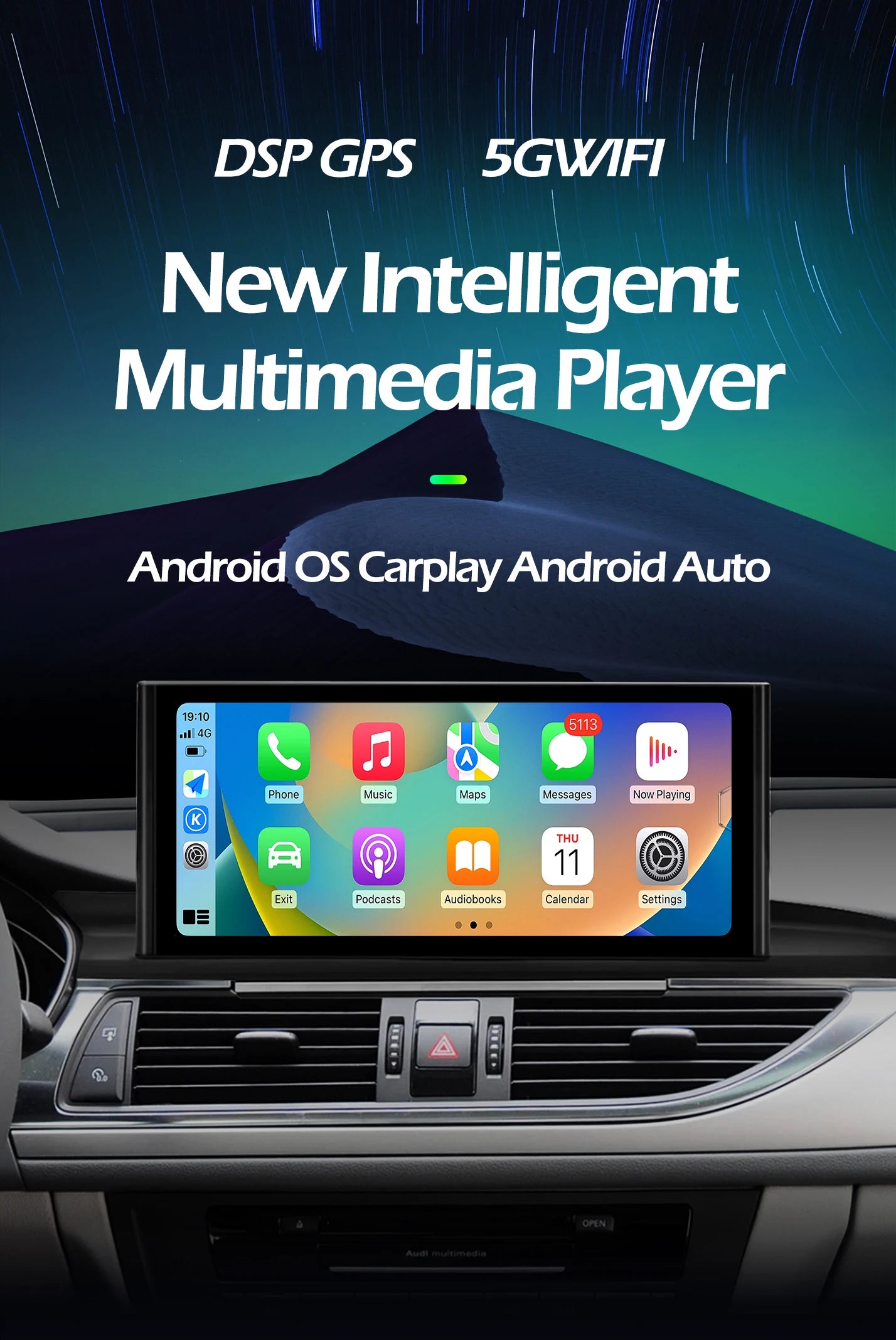 12.3 Inch For Audi A6 A6L A7 2012-2019 Android 14 Touch Screen Car Carplay Stereo Radio Auto Monitors Multimedia GPS Navigation
