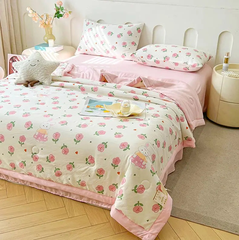 100% Cotton Summer Cooler Air-conditioning Nap Blanket Soy Fiber Comforter Quilt Core Super Soft Comfortable Antibacterial Quilt