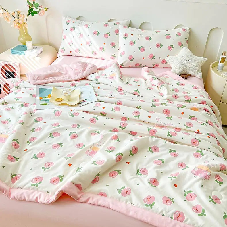 100% Cotton Summer Cooler Air-conditioning Nap Blanket Soy Fiber Comforter Quilt Core Super Soft Comfortable Antibacterial Quilt