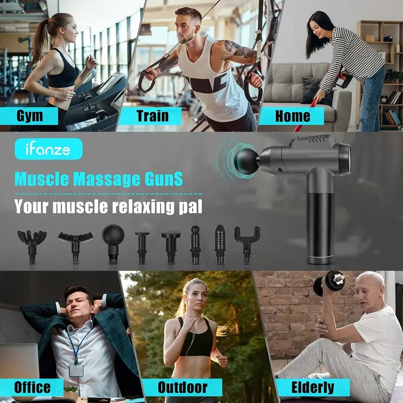 1200-9800 rpm High-Power Deep Muscle Massage Gun Electric Massager with 8 Heads For Body Neck Back Leg Fitness Tool 30 Levels
