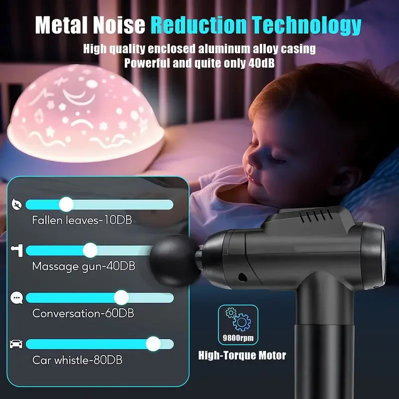 1200-9800 rpm High-Power Deep Muscle Massage Gun Electric Massager with 8 Heads For Body Neck Back Leg Fitness Tool 30 Levels