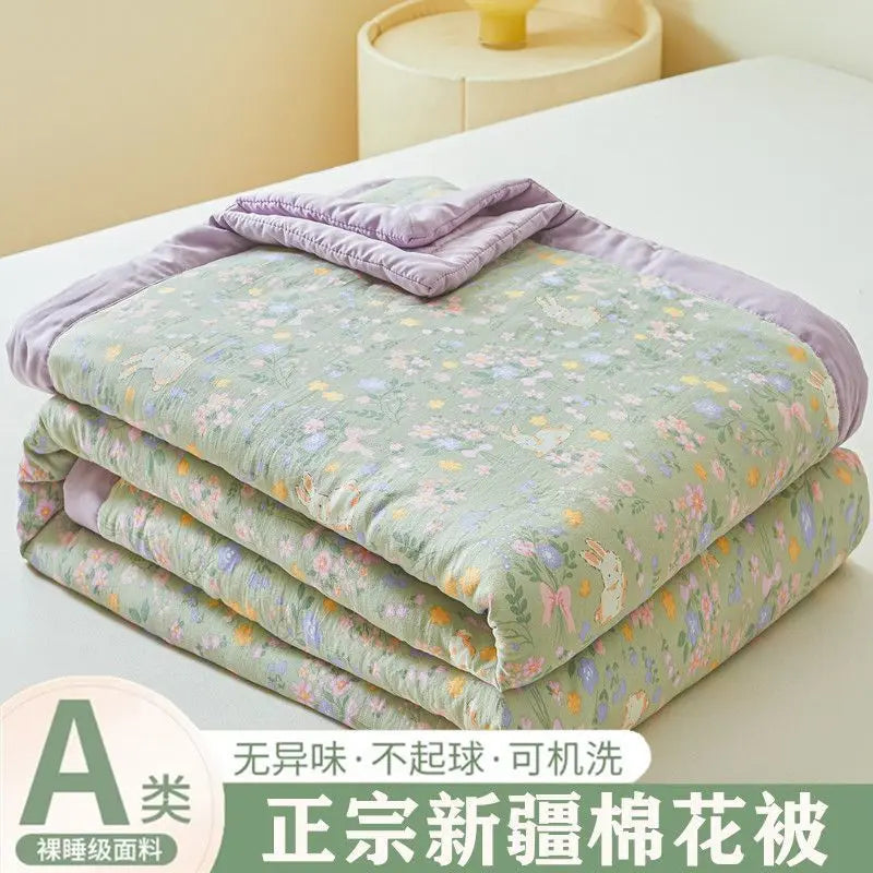 100% Cotton Summer Cooler Air-conditioning Nap Blanket Soy Fiber Comforter Quilt Core Super Soft Comfortable Antibacterial Quilt