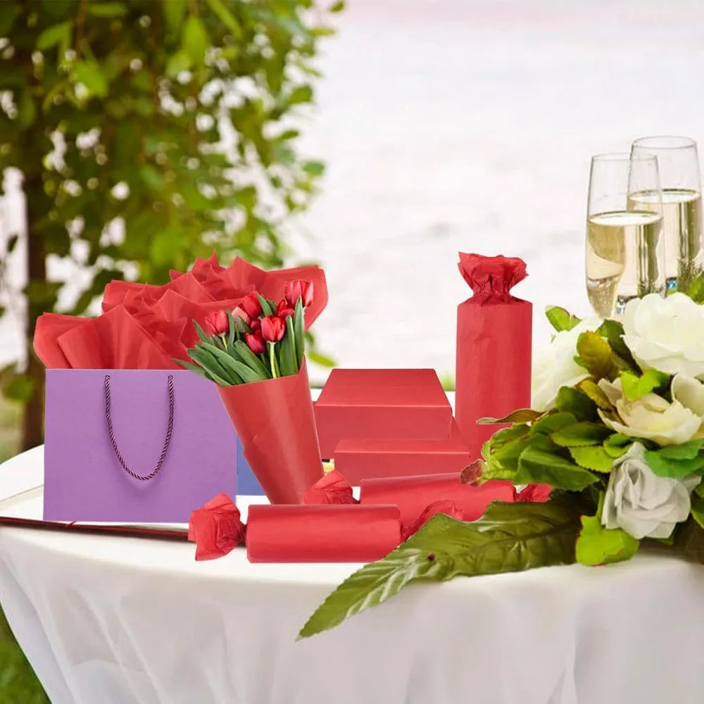 10-100 Sheets Red Tissue Paper 50x66cm Red Wrapping Paper Bulk for Weddings Birthday DIY Project Wrapping Crafts