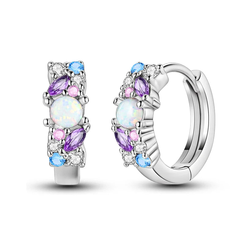 100% 925 Sterling Silver Colorful Butterfly Bee Ladybug Rainbow Flower Earrings For Women Fashion Birthday Party Jewelry Gifts