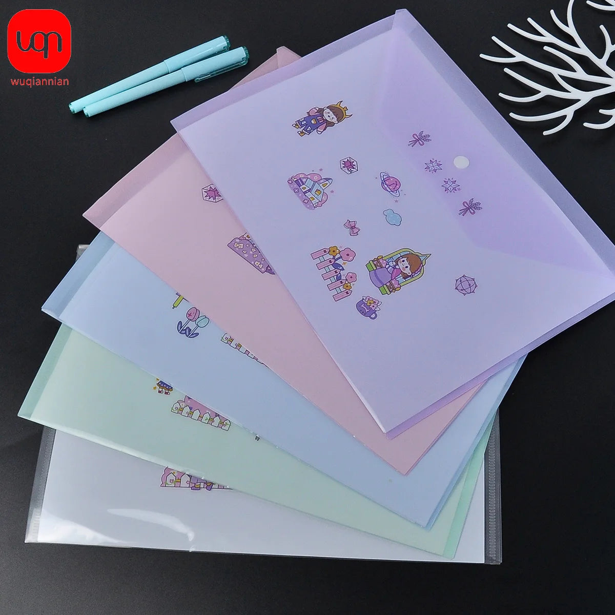 10pcs A4 Transparent Plastic File Bag Document Data Storage Bag With Snap Button Document Papers organizer Stationery supplies
