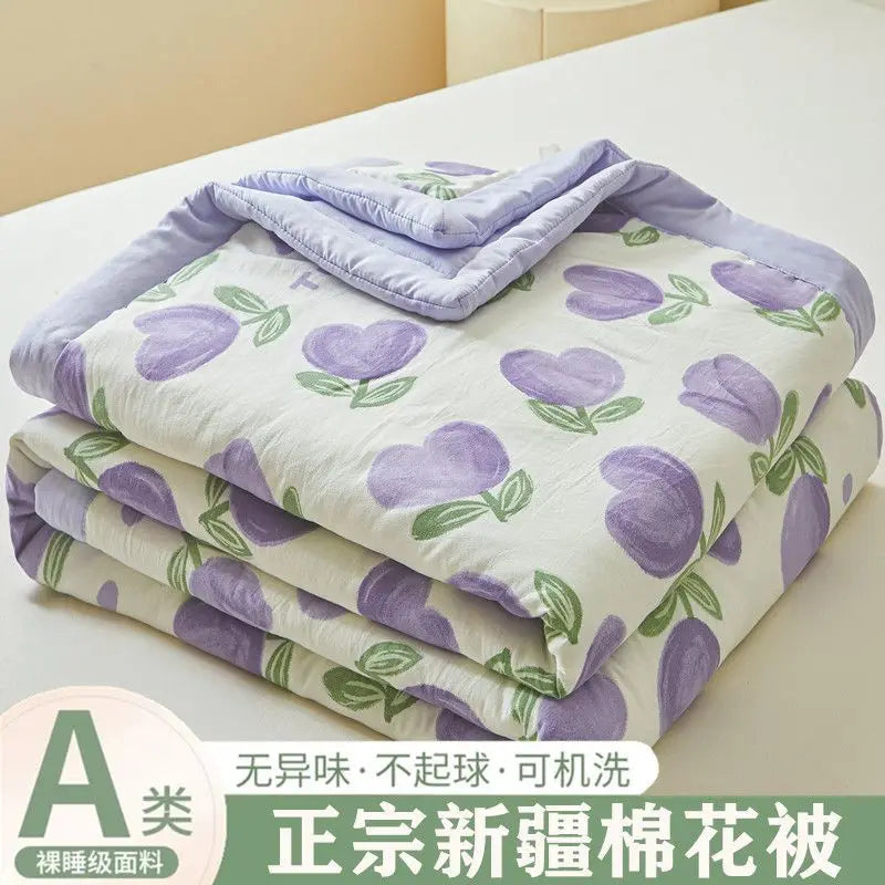 100% Cotton Summer Cooler Air-conditioning Nap Blanket Soy Fiber Comforter Quilt Core Super Soft Comfortable Antibacterial Quilt