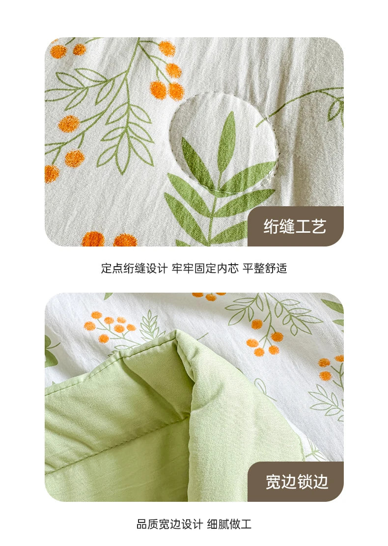 100% Cotton Summer Cool Quilt with Pure Cotton Filling Thin Air Conditioning Blanket Lightweight Breathable Quilts Printed Style