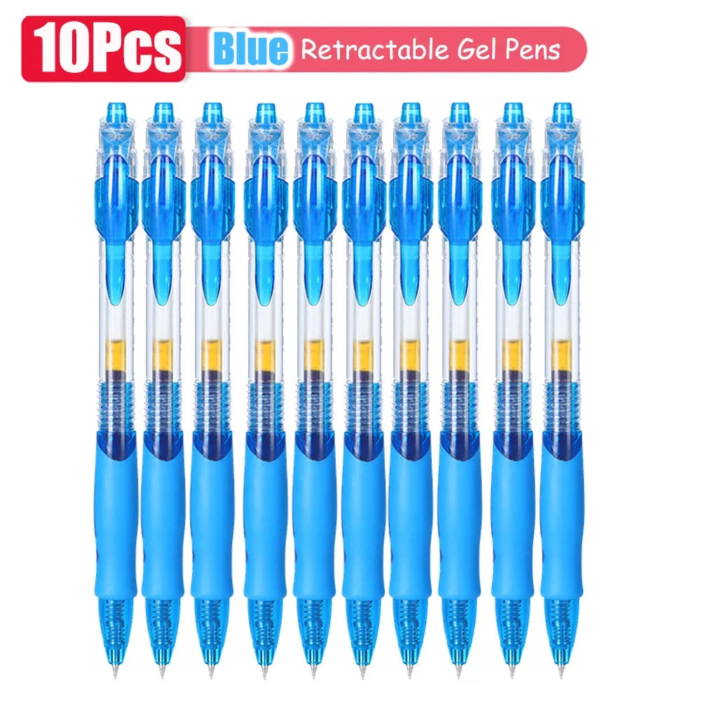 1-63Pc Retractable Gel Pens Set Black/red/blue Ink Ballpoint for Writing 0.5mm Refills Office Accessory School Supply Stationery