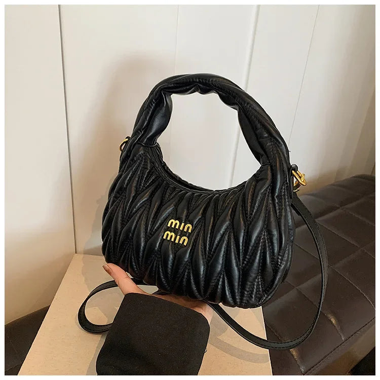 Women's Crossbody Cloud Design Versatile Handbag Soft PU Leather Square Shape Shoulder Bag with Zipper Polyester Lining