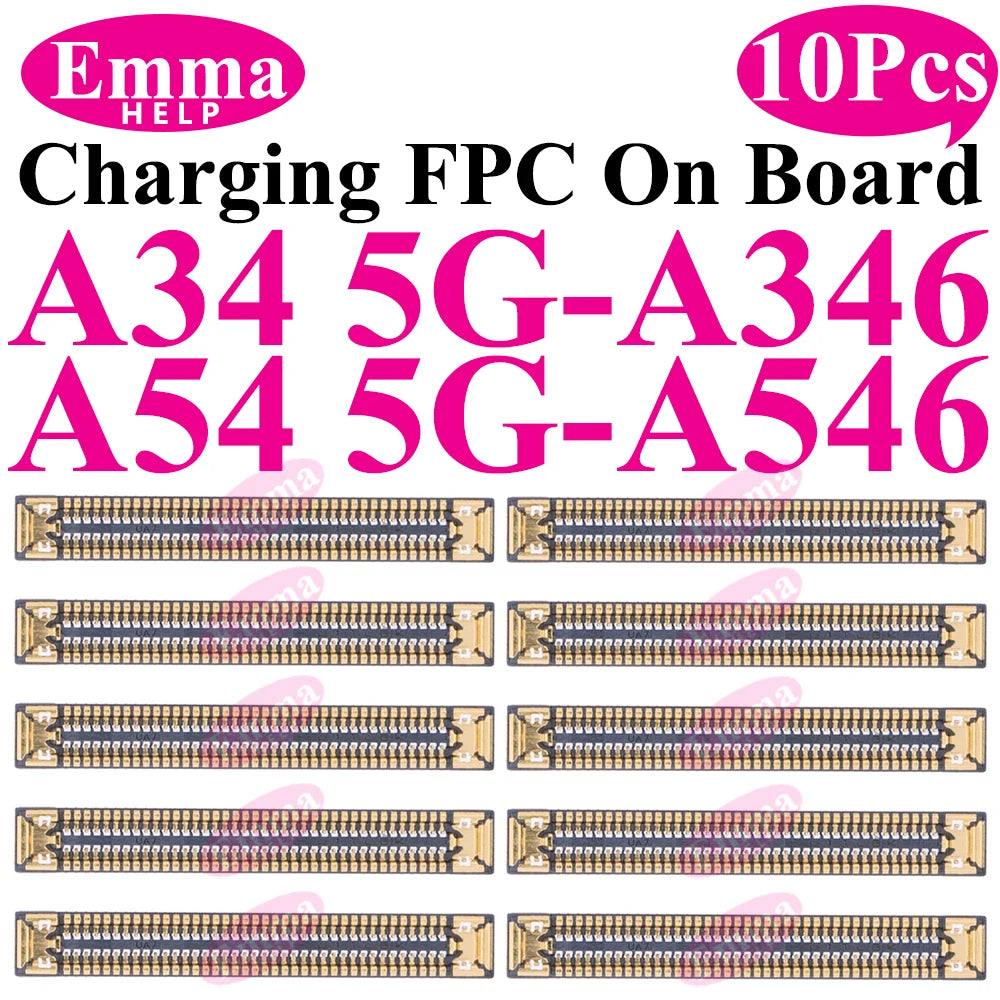 10pcs Charging FPC Connector For Samsung Galaxy A54 A34 A14 A04 A35 A55 A25 A15 A05s A24 USB Charger Port On Board Motherboard