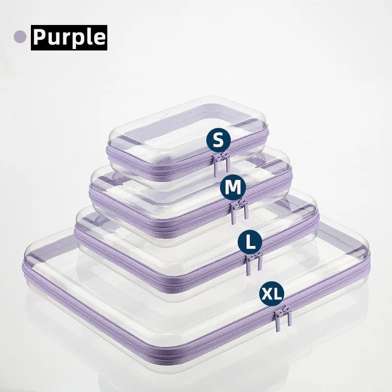 1pc Home Organize Box Transparent Cosmetics Storage Bag Baby Toy Organize Box Waterproof Plastic Zippered Pouch Travel Case Bag