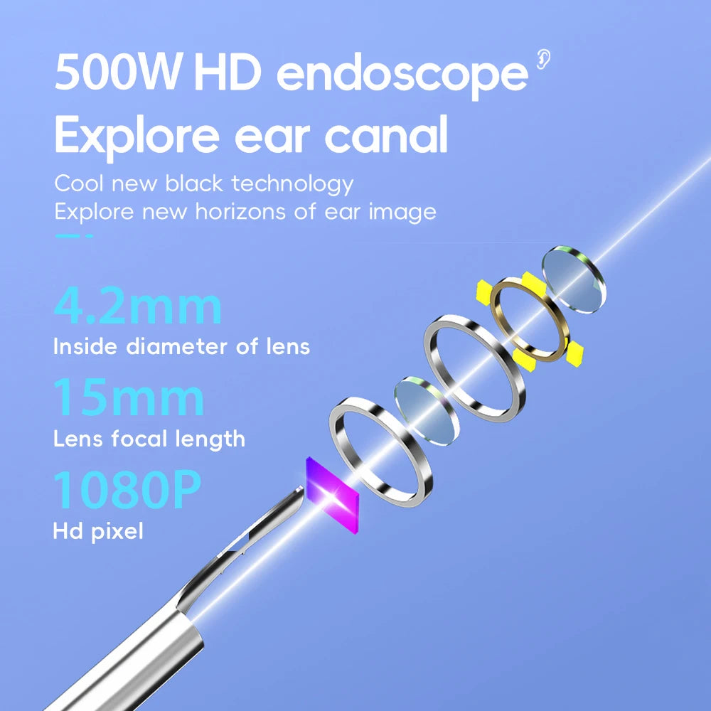 Wireless Visual Ear Wax Removal Safe Endoscope Earpick with Camera 500W Pixel Luminous Otoscope Ear Cleaning Tools
