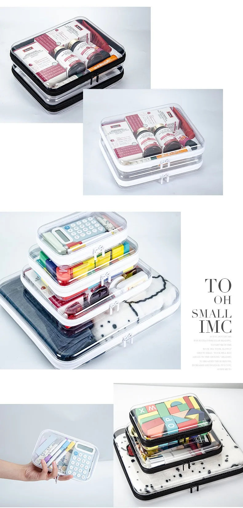 1pc Home Medicine Organize Box Transparent Cosmetic Bag Travel Case Bag Toy Organize Box Double Zipper Waterproof Plastic Pouch