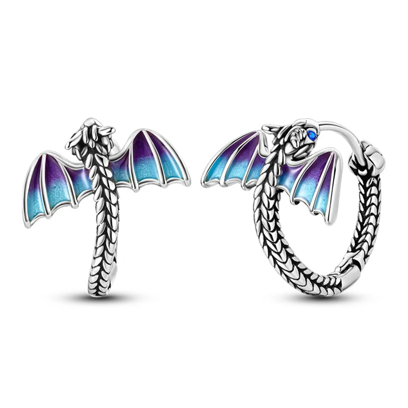 100% 925 Sterling Silver Colorful Butterfly Bee Ladybug Rainbow Flower Earrings For Women Fashion Birthday Party Jewelry Gifts
