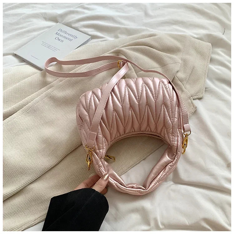 Women's Crossbody Cloud Design Versatile Handbag Soft PU Leather Square Shape Shoulder Bag with Zipper Polyester Lining