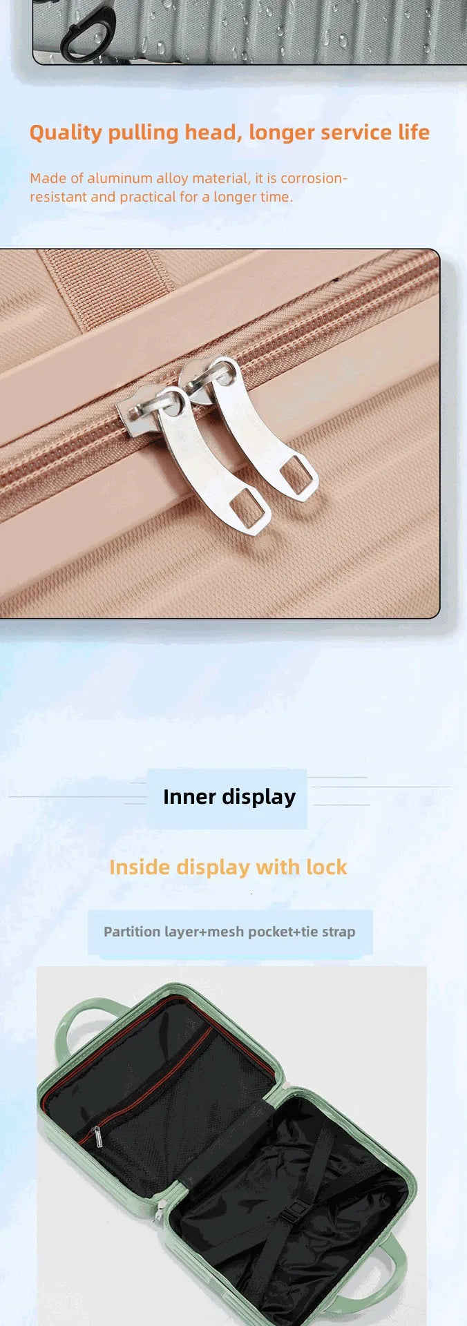 16 Inch Large Capacity Portable Lightweight Luggage Case Female Zipper Lock Cosmetics Storage Bag Small Boarding Mini Suitcase