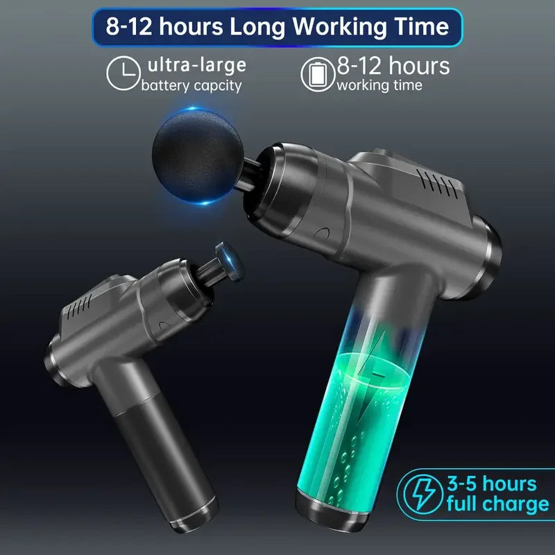 1200-9800 rpm High-Power Deep Muscle Massage Gun Electric Massager with 8 Heads For Body Neck Back Leg Fitness Tool 30 Levels