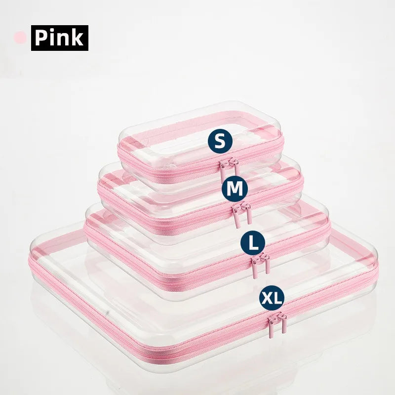 1pc Home Organize Box Transparent Cosmetics Storage Bag Baby Toy Organize Box Waterproof Plastic Zippered Pouch Travel Case Bag