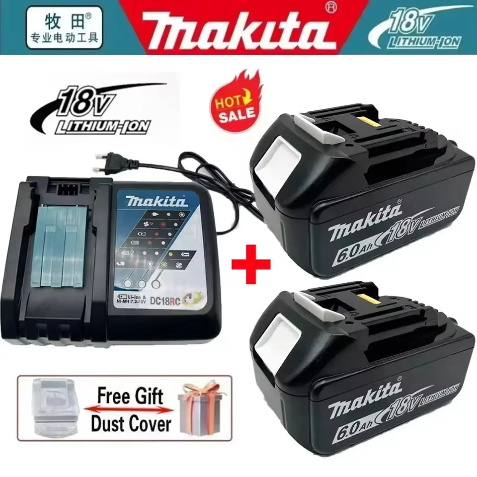 👍🏻Makita 18v Battery With Charger Rechargeable Lithium Ion for DDF487 BL1880 BL1860B LXT400 Power Tool Makita 18 v Battery🔥