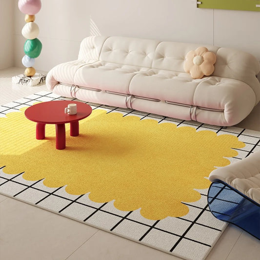 Yellow Living Room Carpet Cream Style Large Area Bedroom Bedside Rug Modern Simple Fashion Decorative Coffee Table Mats Tapis 러그