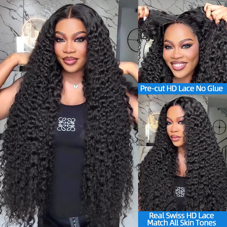 Xcurly Loose Deep Wave Glueless 5x5 Ready to Wear Lace Closure Wig 220% Pre Plucked Water Curly Transparent Human Hair Wigs