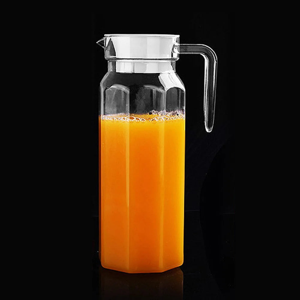 1pc 1.1L Water Juice Jug Pitcher PC Transparent Bottle With Lid Fridge Home Kitchen Drink Storage Pot 8.5x24cm