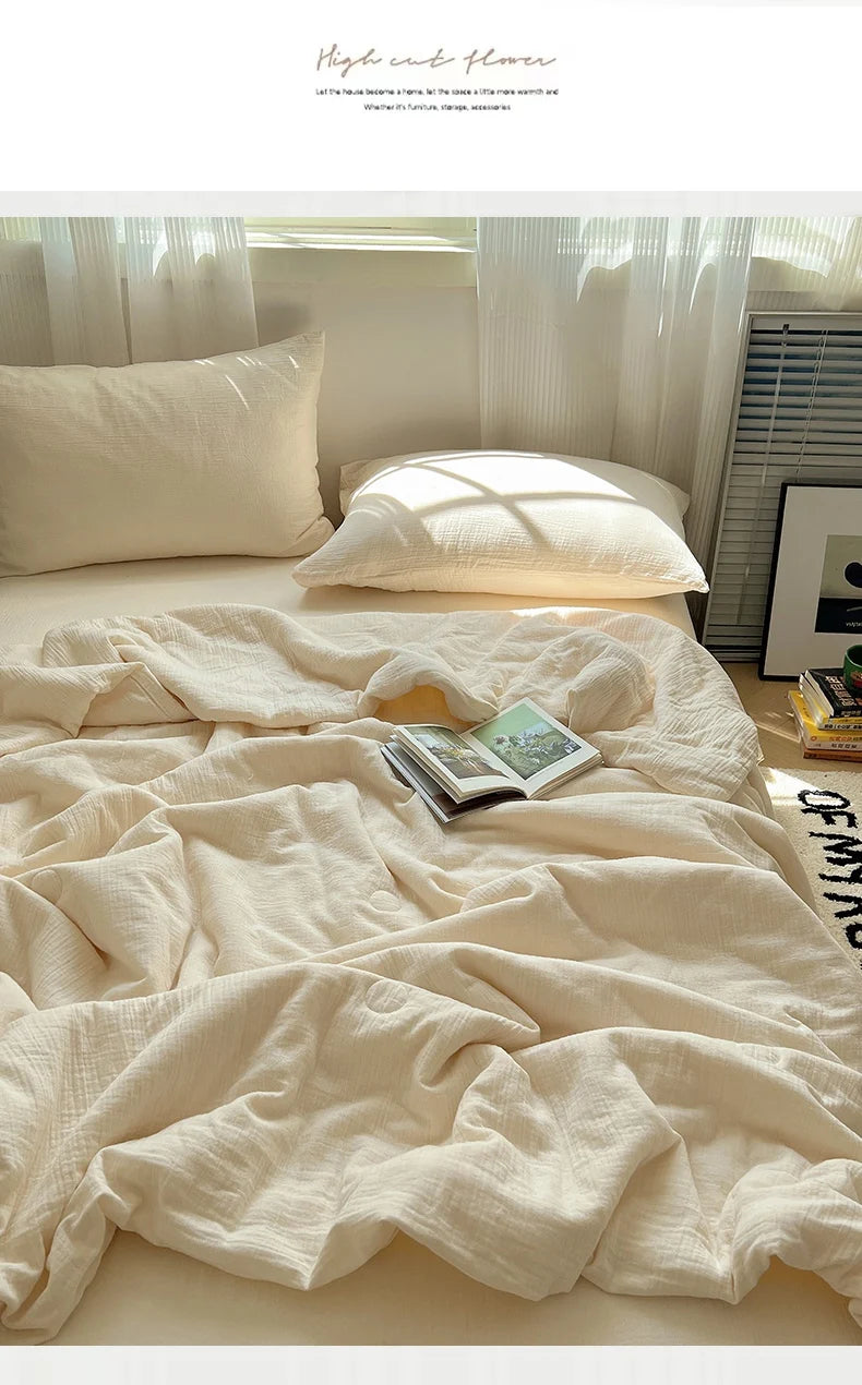 1pc Washed Cotton Duvet Queen/King  Air Condition Quilt for Summer Cooling Skin-Friendly Plain Summer Blanket Comfortable 이불 사계절