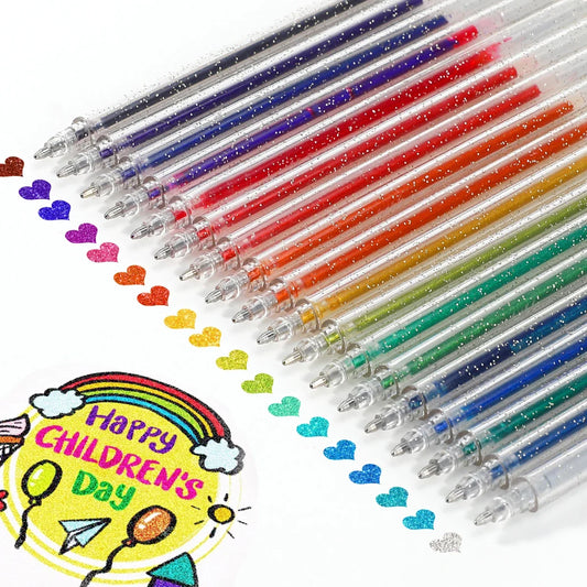 12pcs Glitter Gel Pen Set with 12 color ink refill suitable for children adult coloring, journaling, art drawing, book doo