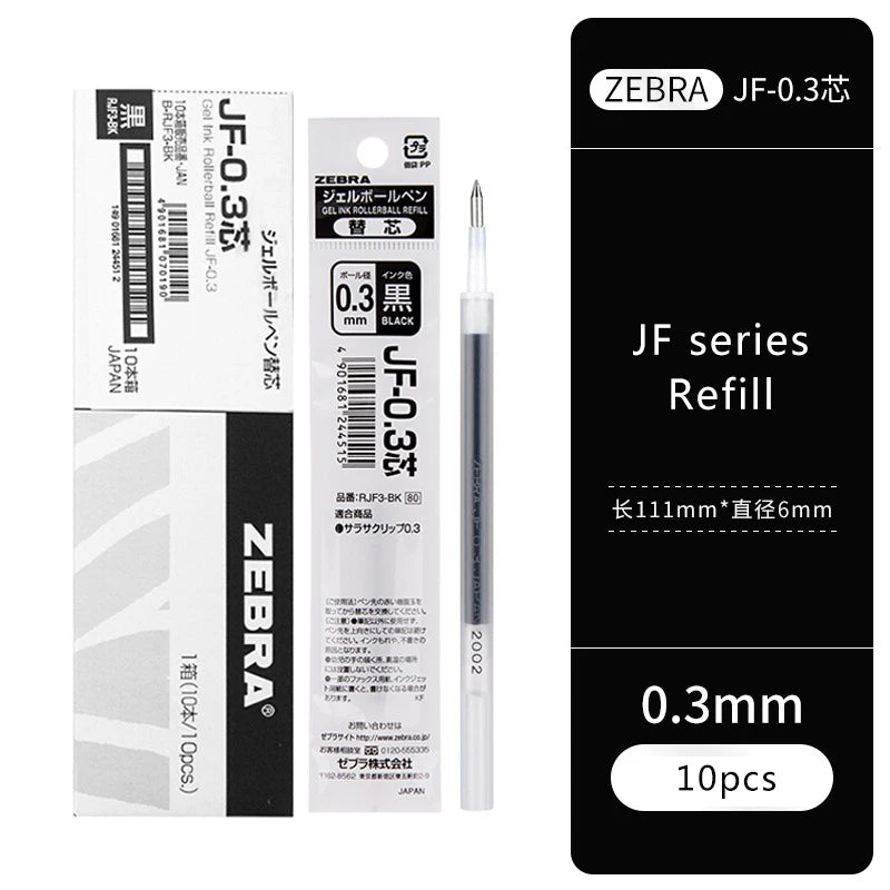 10pcs Japan ZEBRA Zebra Pen Refill JF-0.3/0.38/0.4/0.5/0.7mm JJ15 Press Neutral Pen Refill Black Blue Red School Stationery
