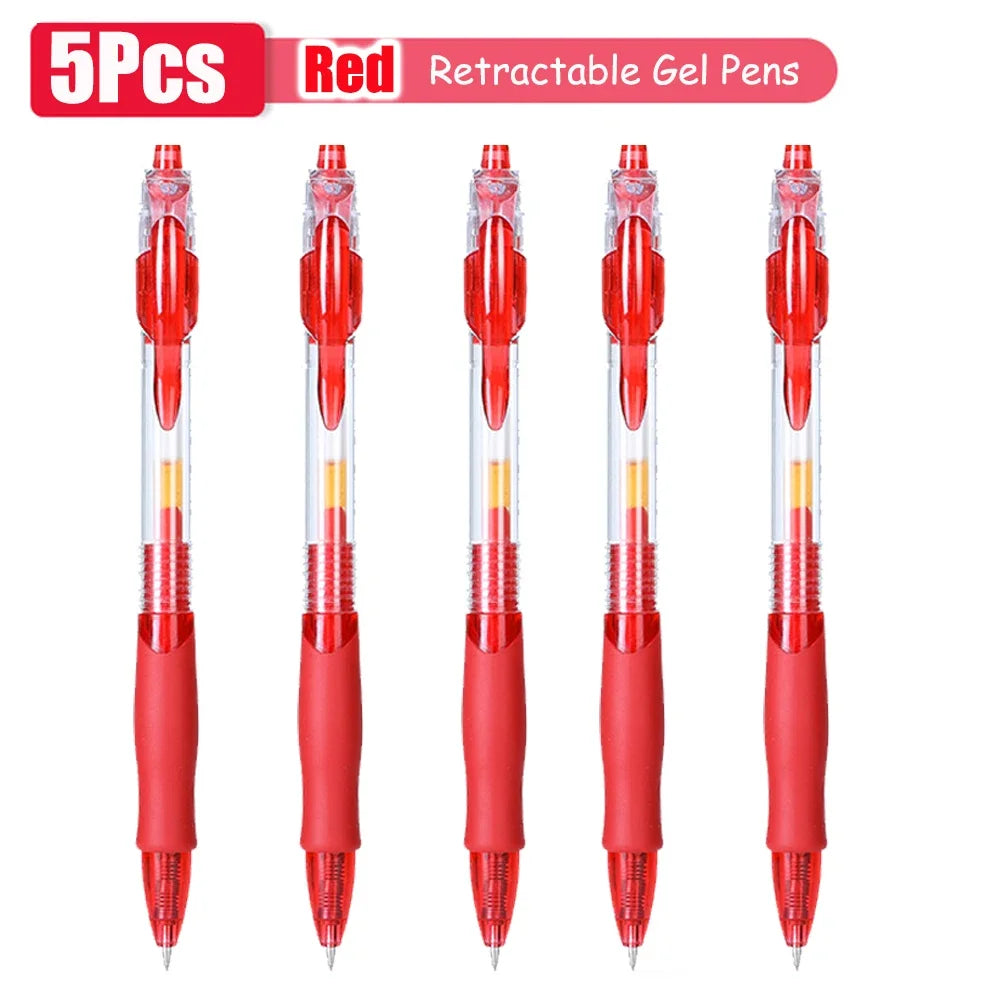 1-63Pc Retractable Gel Pens Set Black/red/blue Ink Ballpoint for Writing 0.5mm Refills Office Accessory School Supply Stationery