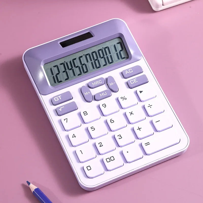 12-Digit Large LCD Display Calculator Standard Function Calculator with Solar & Battery Dual Power for Home Basic Desktop Office