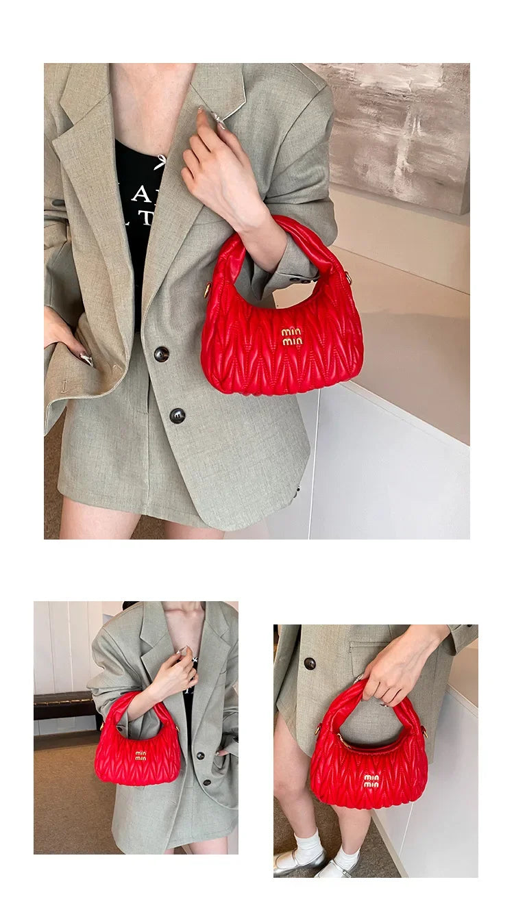 Women's Crossbody Cloud Design Versatile Handbag Soft PU Leather Square Shape Shoulder Bag with Zipper Polyester Lining