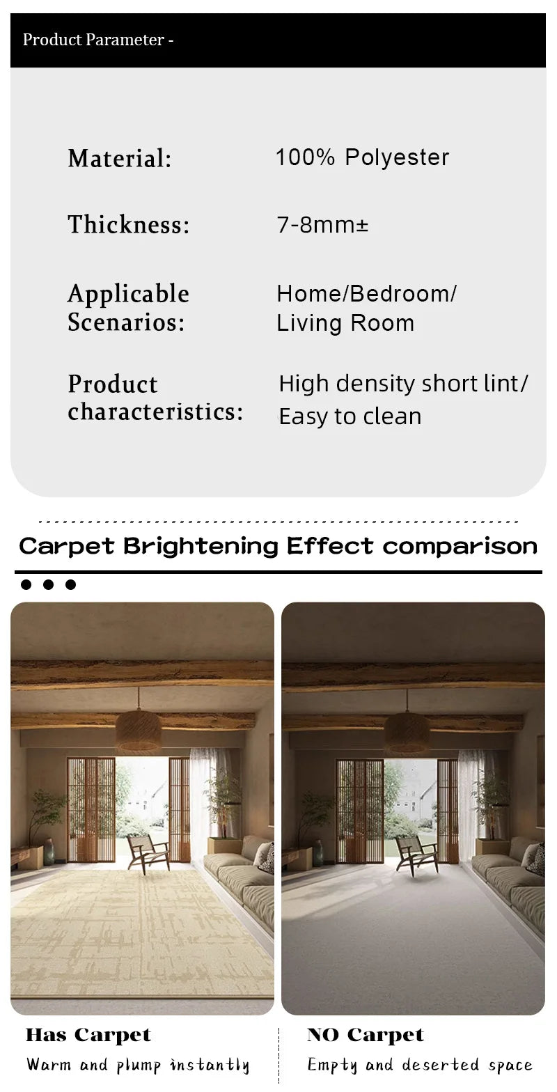 Yellow Living Room Carpet Cream Style Large Area Bedroom Bedside Rug Modern Simple Fashion Decorative Coffee Table Mats Tapis 러그