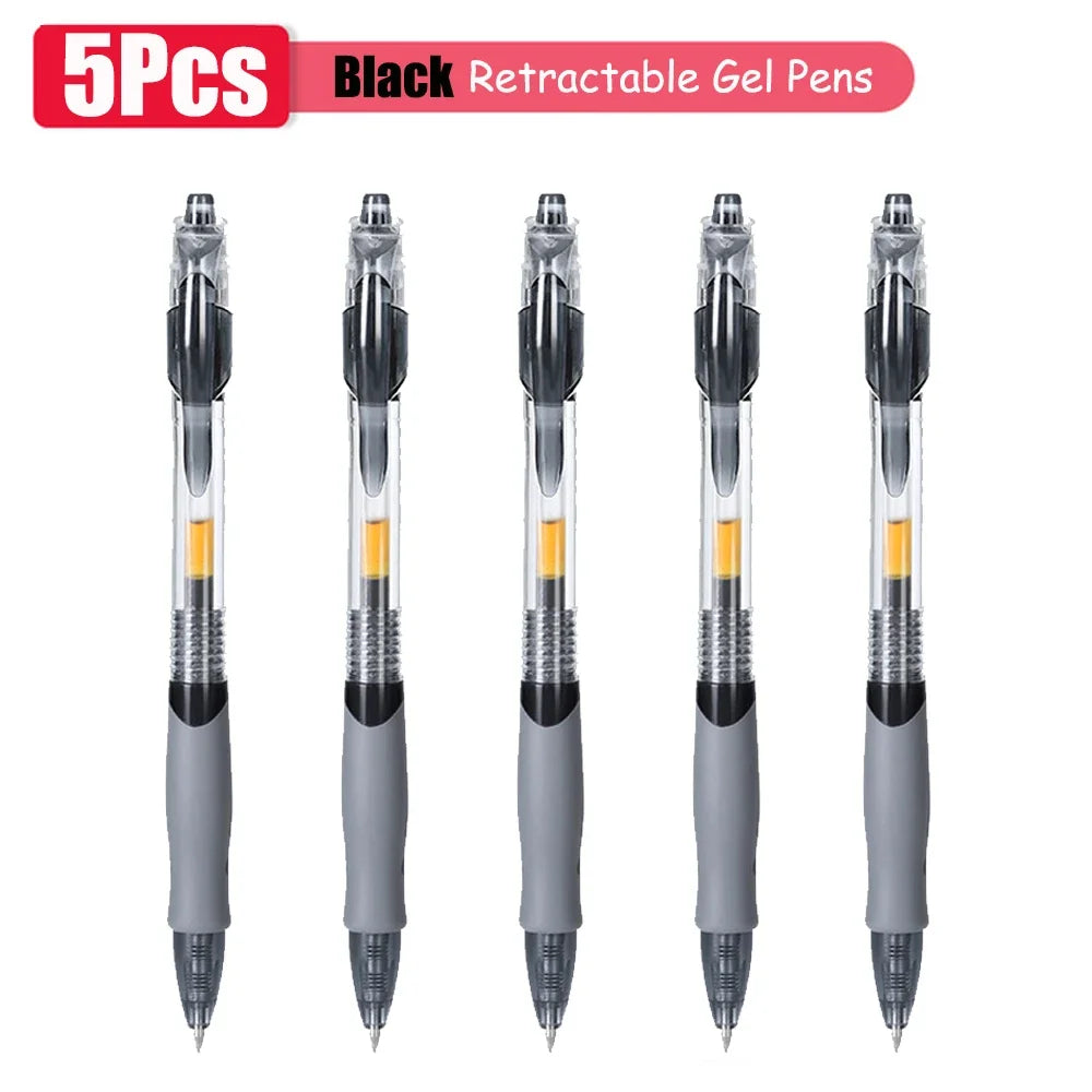 1-63Pc Retractable Gel Pens Set Black/red/blue Ink Ballpoint for Writing 0.5mm Refills Office Accessory School Supply Stationery