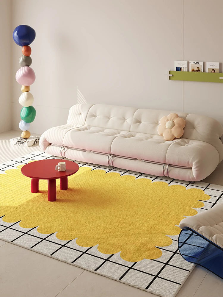 Yellow Living Room Carpet Cream Style Large Area Bedroom Bedside Rug Modern Simple Fashion Decorative Coffee Table Mats Tapis 러그