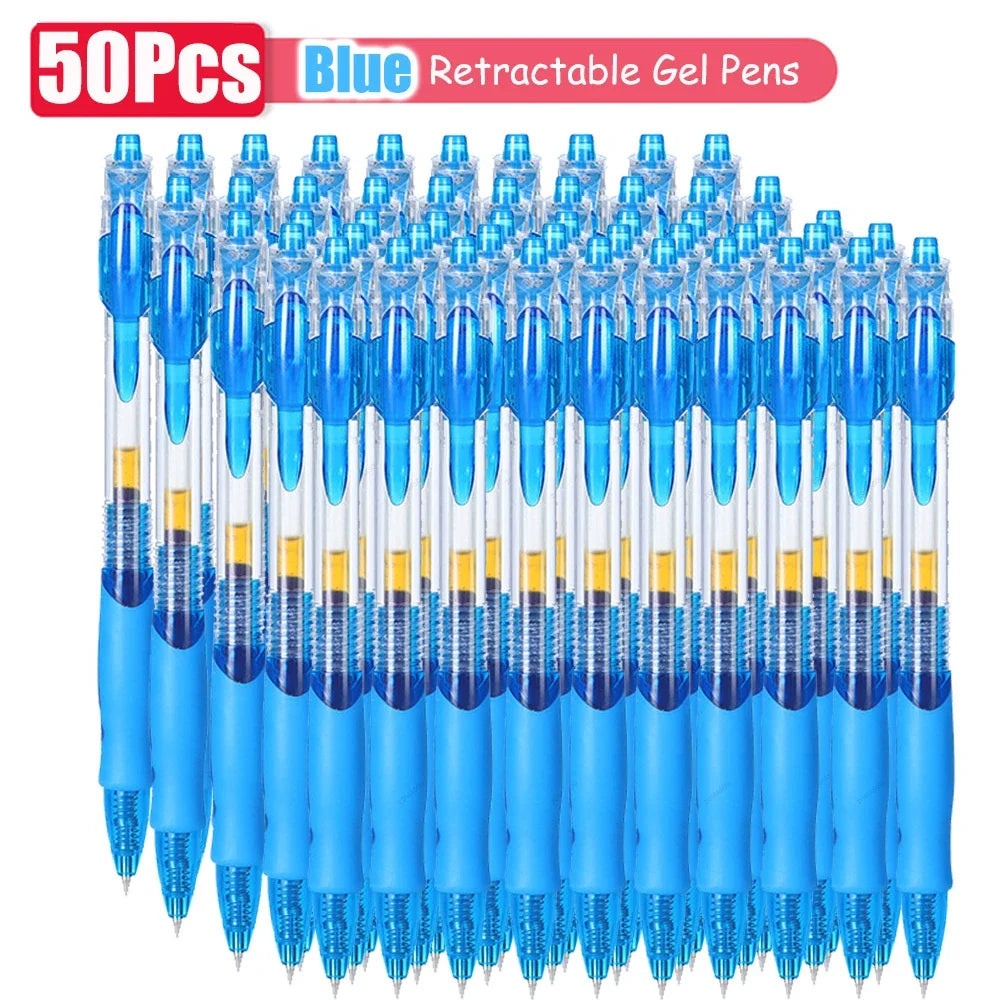 1-63Pc Retractable Gel Pens Set Black/red/blue Ink Ballpoint for Writing 0.5mm Refills Office Accessory School Supply Stationery