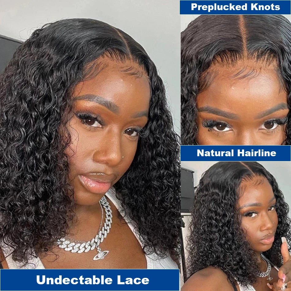 13x4 Short Bob Wigs Jerry Curly Short Pixie Cut Bob Wigs Human Hair 250% Density Loose Deep Wave Lace Frontal Wigs For Women