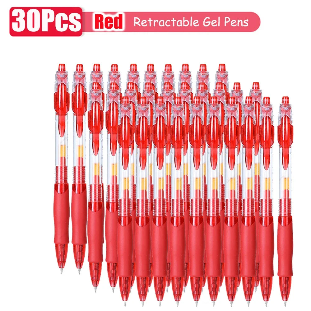 1-63Pc Retractable Gel Pens Set Black/red/blue Ink Ballpoint for Writing 0.5mm Refills Office Accessory School Supply Stationery
