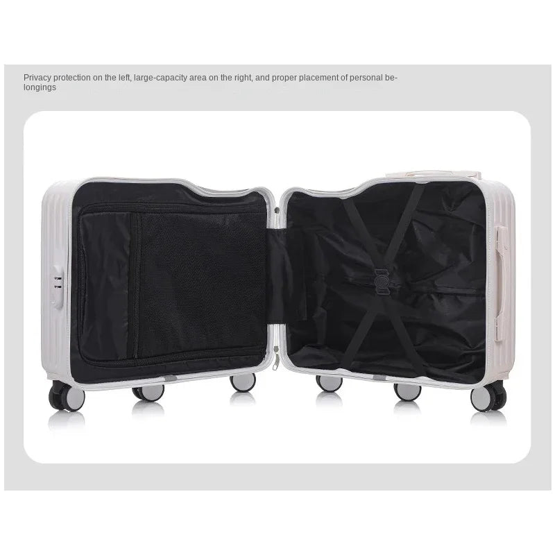 20 inch Children Small Suitcase Boy Ride on Luggage Trolley Case Girl Boarding Cabin Trip Travel Bag Password Security Lock Leat