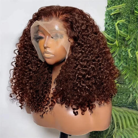 13x4 Lace Front Wigs For Black Women Brazilian Dark Brown Curly Bob Wig Short Deep Wave Human Hair Lace Frontal Wigs Colored Bob