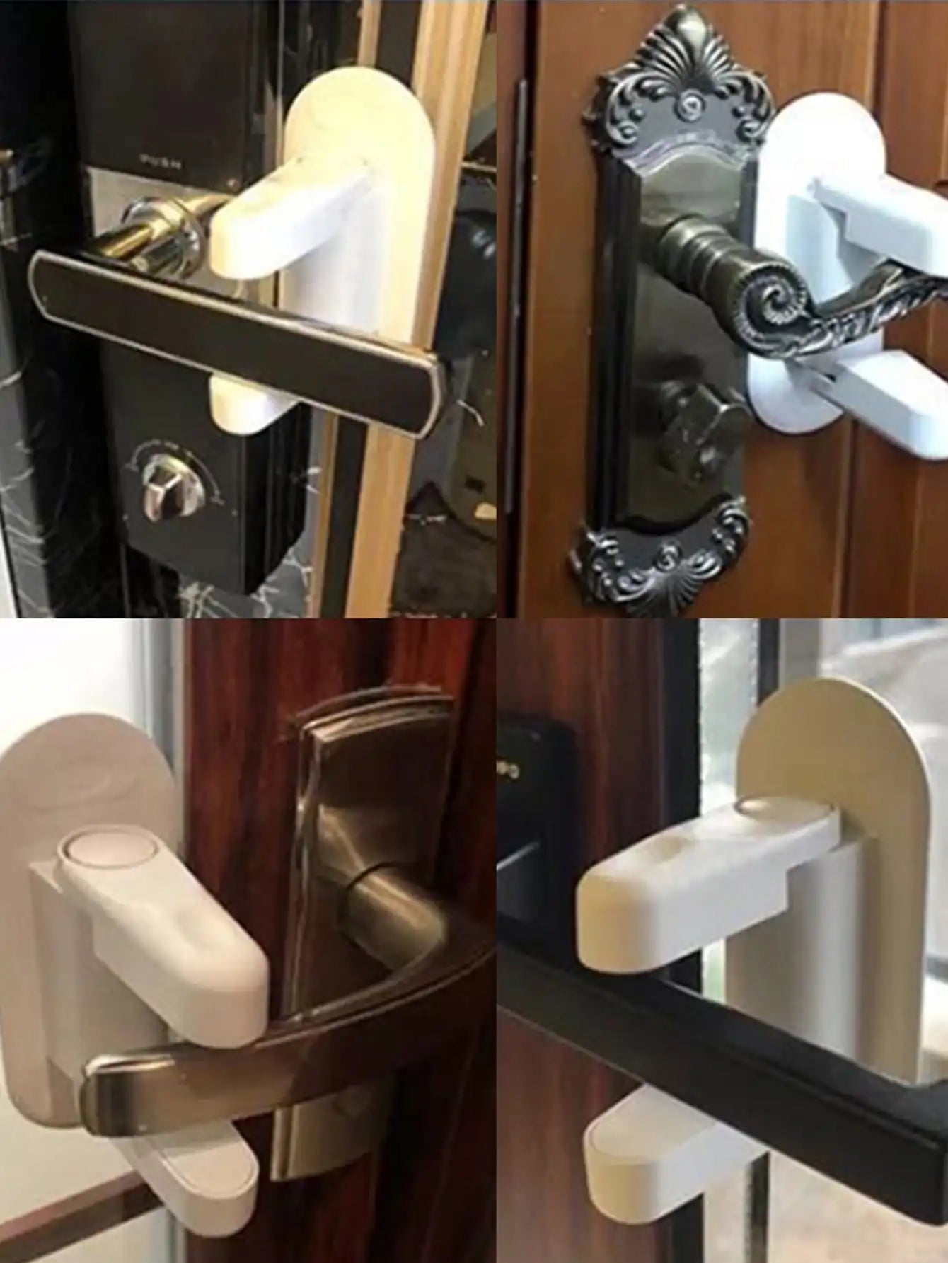1pc- Child Safety Locks Door Handle Fixed Lock Baby Bnti-opening Door Lock Dynamic Function Safety Lock Punch-free