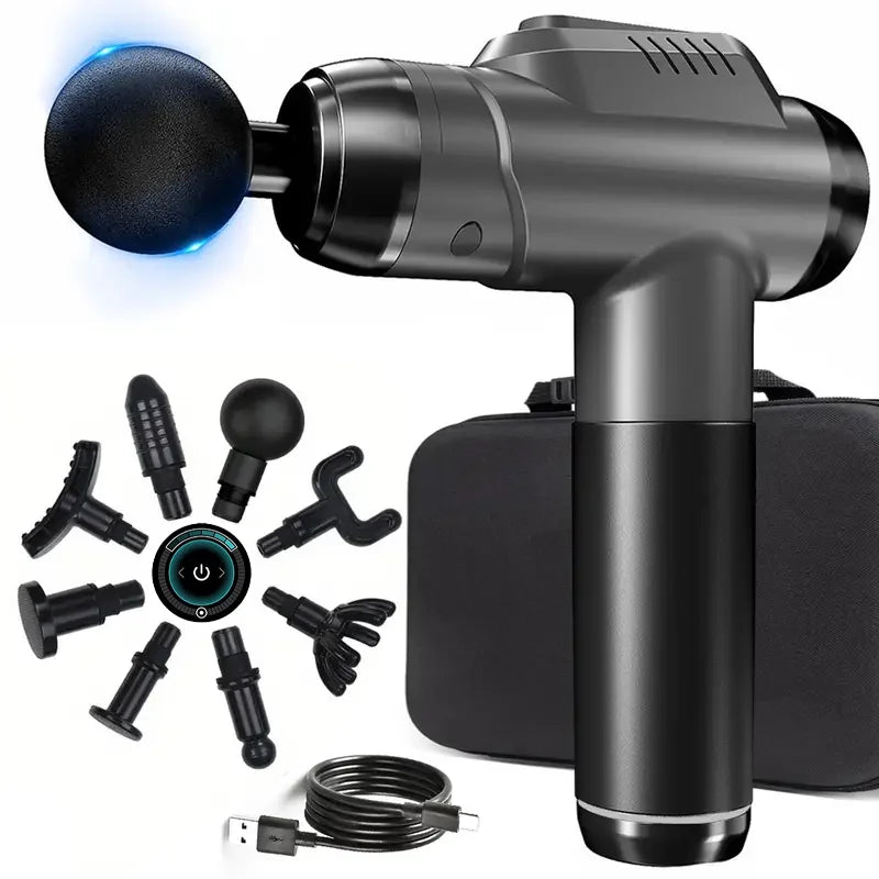1200-9800 rpm High-Power Deep Muscle Massage Gun Electric Massager with 8 Heads For Body Neck Back Leg Fitness Tool 30 Levels