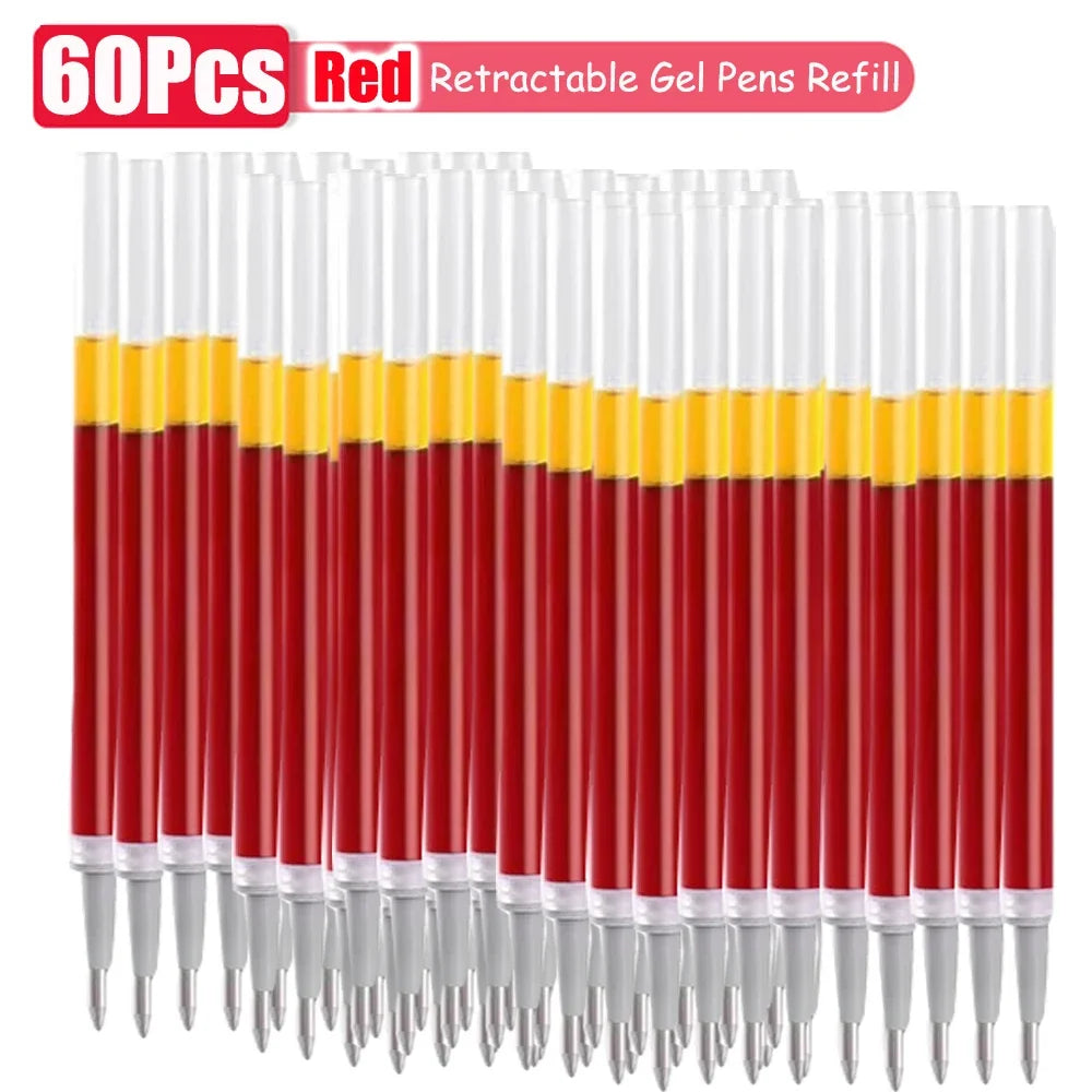 1-63Pc Retractable Gel Pens Set Black/red/blue Ink Ballpoint for Writing 0.5mm Refills Office Accessory School Supply Stationery