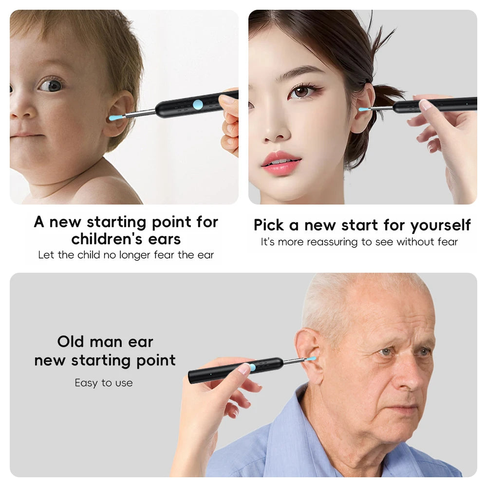 Wireless Visual Ear Wax Removal Safe Endoscope Earpick with Camera 500W Pixel Luminous Otoscope Ear Cleaning Tools