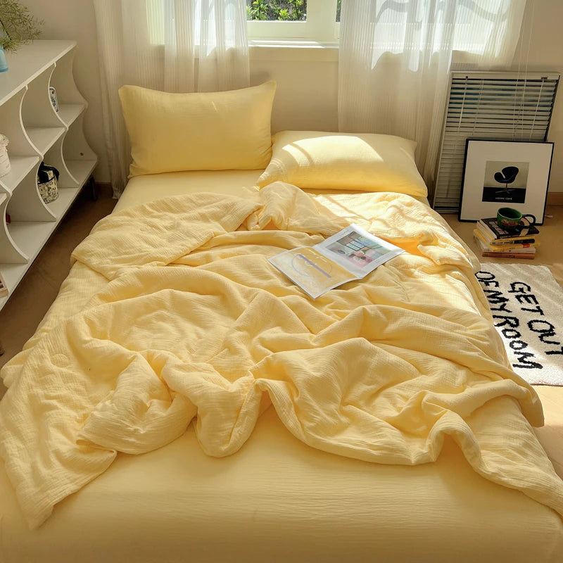 1pc Washed Cotton Duvet Queen/King  Air Condition Quilt for Summer Cooling Skin-Friendly Plain Summer Blanket Comfortable 이불 사계절
